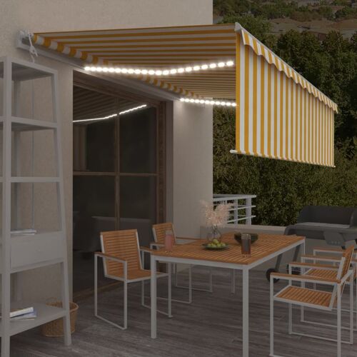 Vidaxl Auvent Automatique Capteur De Vent/Led 5x3 M Jaune Et Blanc