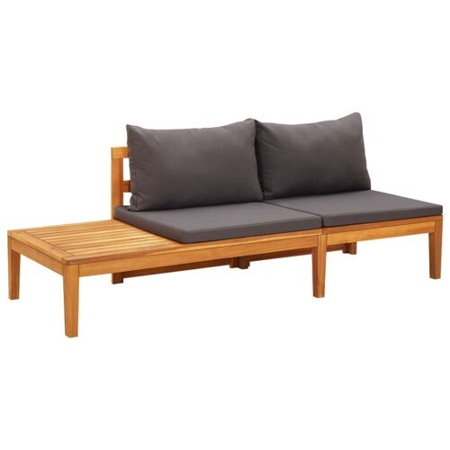 Vidaxl Banc De Jardin Avec Table Avec Coussins Gris Foncé Teck Solide