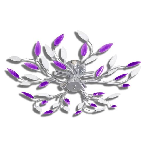 Vidaxl Plafonnier Avec Bras En Acrylique Violet Et Blanc 5ampoules E14
