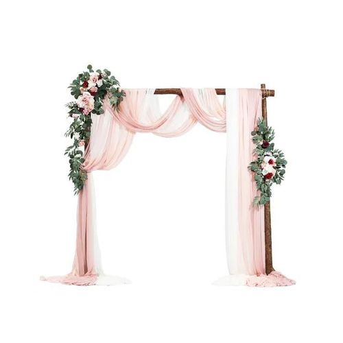 Arche De Mariage-Vevor-Avec 2 Bouquets De Fleurs, 3 Rideaux Translucides-Rose Blanc