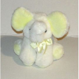 peluche éléphant blanc jaune doudou mothercare