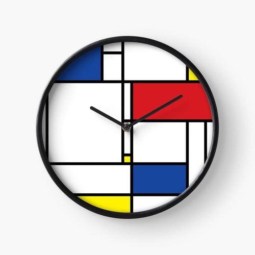 Horloge Murale Mondrian Minimaliste De Stijl Modern Art fatfatin=443 30cm Décoration Artistique pour Cheminée, Maison, Chambre et Bureau
