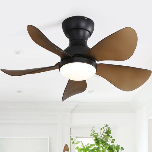 Ventilateur de Plafond, Sofucor, Ventilateur de Plafond avec Lumière LED 18W, Telecommande, Moteur DC Silencieux, 6 Vitesses, Ø74cm, Noir