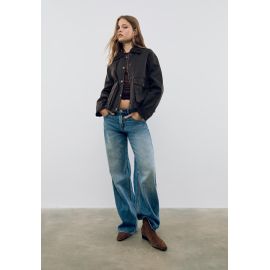 Stradivarius Parka Courte Combinée Enduite Marron Xs
