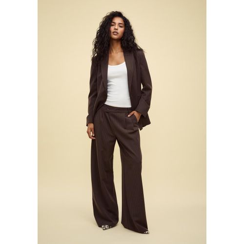 Stradivarius Pantalon Habillé Décontracté Taille Croisée À Rayures Marron 44