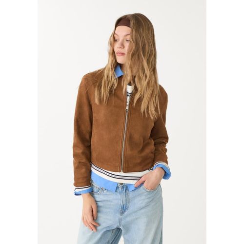 Stradivarius Blouson Fermeture Éclair Suédine Marron S