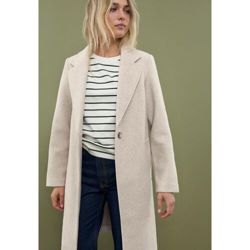 Stradivarius Manteau Midi Bouton Doux Au Toucher Écru Xs