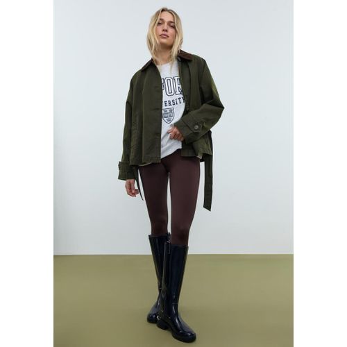 Stradivarius Trench Court Enduit À Ceinture Kaki Xs