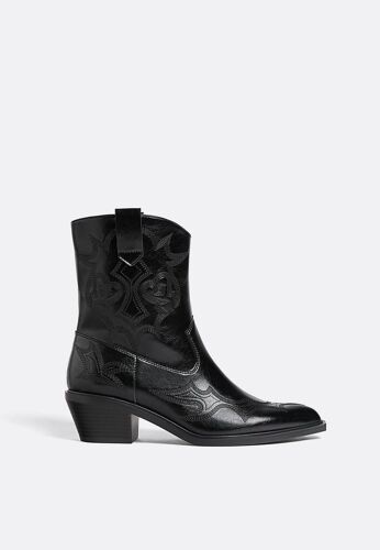 Stradivarius Bottines Talon Cowboy Noir