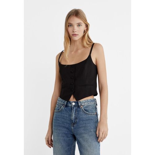 Stradivarius Top Habillé À Boutons Noir S