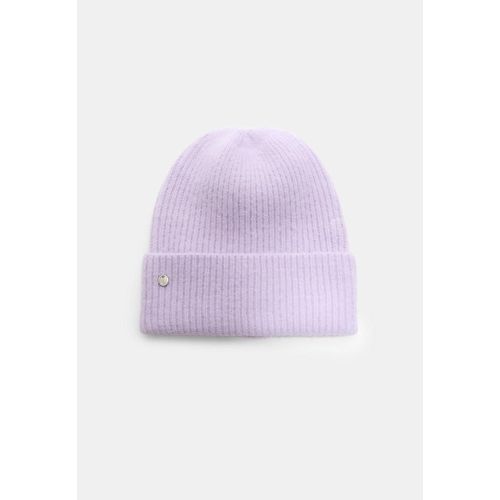 Stradivarius Bonnet En Maille Côtelée Avec Plaque Mauve Os