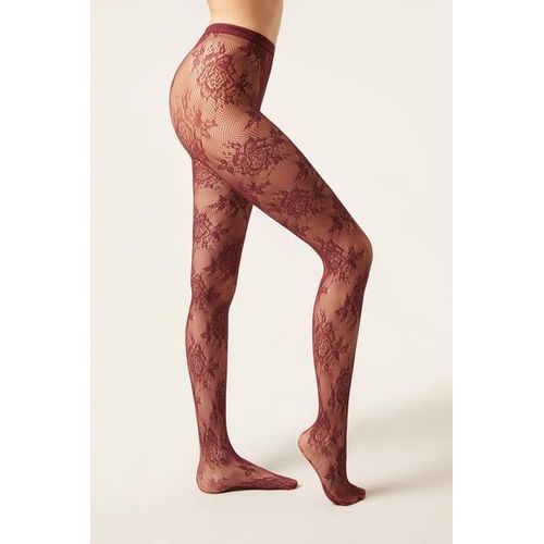 Calzedonia Collants Résille À Fleurs Femme Taille M/L