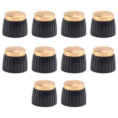 10x Ampli Guitare Ampli Amplificateur Boutons Noir + Or Capuchon Pour Amplificateur