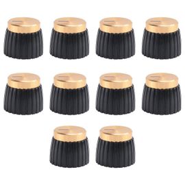 10x Ampli Guitare Ampli Amplificateur Boutons Noir + Or Capuchon Pour Amplificateur
