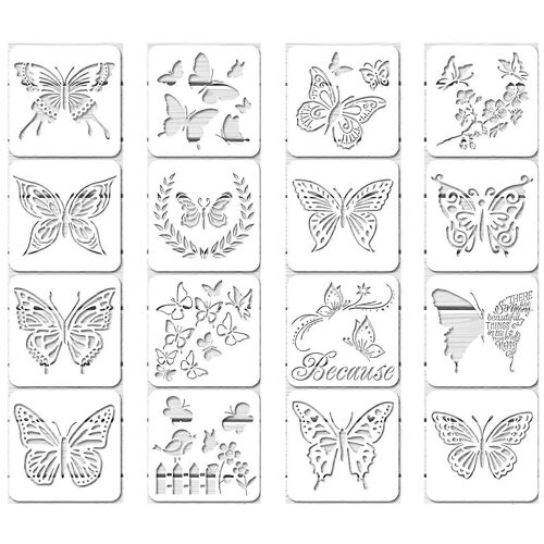 16 Pcs Pochoirs Papillon Réutilisable Modèle Papillon Art Peinture Pochoirs Pour Peinture Artisanat Mur Diy
