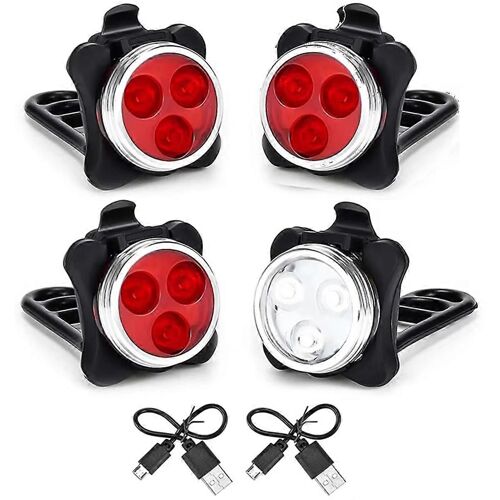 Lumires De Vlo Rechargeables Usb Set Phare Avant (Lumire Blanche) Et Feu Arrire