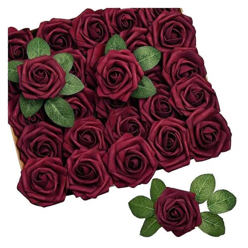 25PCS Roses artificielles Fleurs Roses artificielles,E