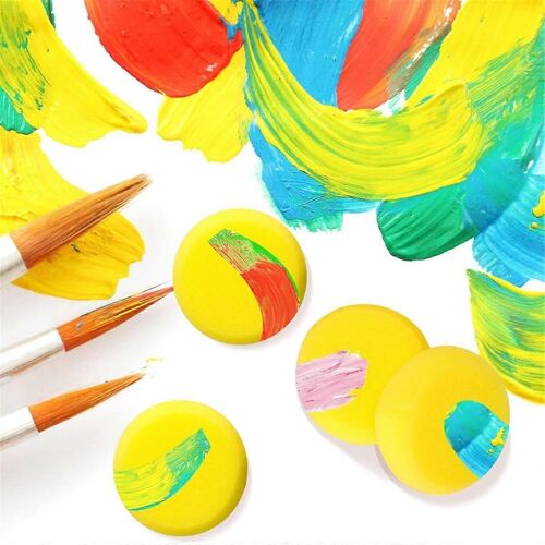 Éponge De Peinture Jaune,Éponge Synthétique 3 En Aquarelle Éponge D'artiste