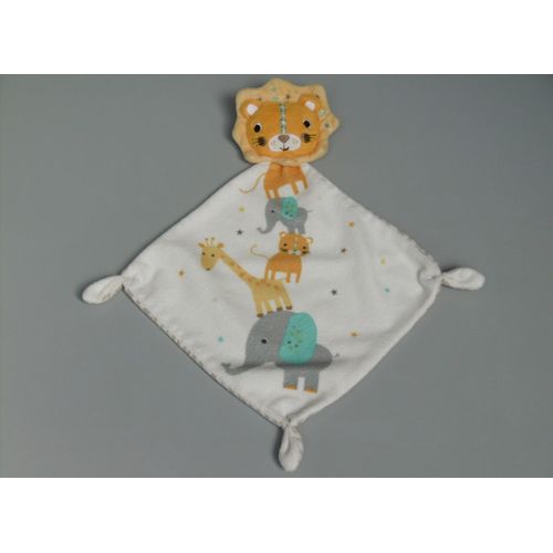 Doudou Lion Mouchoir Blanc Éléphant Girafe Rayures Beige Simba Toys