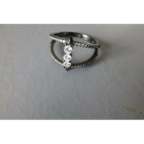 Bague Argent Barrette 3 Pierres Oxyde De Zirconium/258