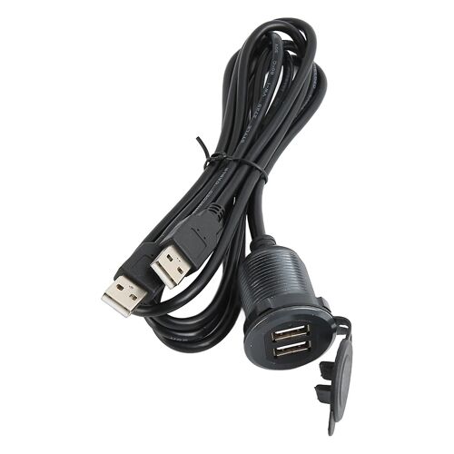 2 Ports Double USB 2.0 Mâle vers USB 2.0 Femelle 3.3ft 480Mbps Câble de Montage de Tableau de Bord USB Professionnel Plug and Play avec Lumière LED