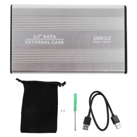 Boîtier de disque dur 2,5 pouces 4 To LED Indication Boîtier en aluminium Remplaçable à chaud 5 Gbit/s Port USB 3.0 Boîtier de disque dur externe Argent