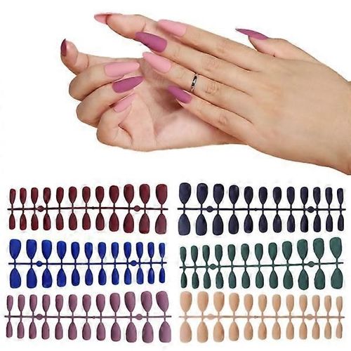 12 Set De Faux Ongles Amande Moyenne,Faux Ongles Amandes Moyens Mats 