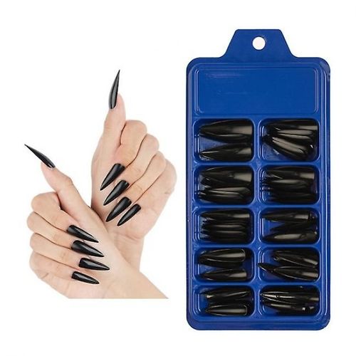 Faux Ongles Pointus De Couleur Unie Noire De Couleur Mélangée,Usure 