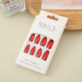 Paquet De 24 Ongles Magic Mirror Powder Wear,Faux Ongles Acryliques À Couverture Complète De Longueur Moyenne,Nail Art D'été 