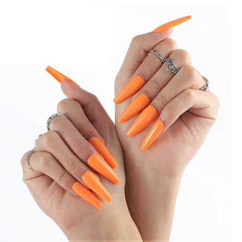 Extra Long Presse Sur Les Ongles Cercueil Violet Faux Ongles Ballerine Brillant Couverture Complète Ongles Artificiels 24pcs 