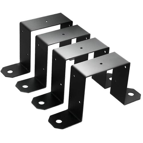 4pcs Sangle De Poteau Attaches Clôture De Pont Noire Pour Support En U De Poteau,Peut Être Des Supports De Poteau De Clôture Pour Poteaux Métalliques