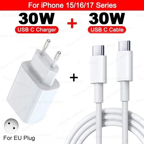 Pour Apple 30W Chargeur USB Type C Chargeur Rapide Pour iPhone 15 17 16 Pro Max Plus PD Chargeur Câble De Charge Accessoires