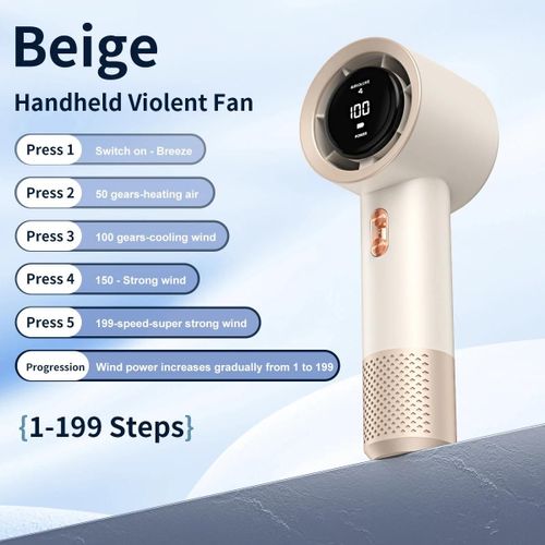 Mini climatiseur portable à ventilateur portatif à grande vitesse avec six ventilateurs et 199 niveaux de réglage infinie-T13 Beige Fan-