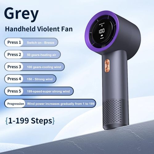 Mini climatiseur portable à ventilateur portatif à grande vitesse avec six ventilateurs et 199 niveaux de réglage infinie-T13 Star Grey Fan-