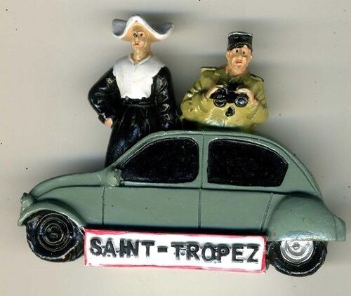 Magnet Résine Saint Tropez Gendarme Avec 2 Cv