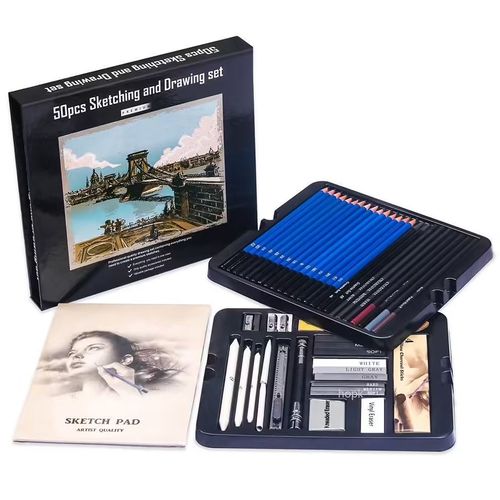 Ensemble De Crayons À Croquis Professionnels, Kit De Dessin, Crayon En Bois Pour Artiste Peintre, Fournitures D'art Pour Étudiants En École, 70 Pièces, 12 Pièces - Type 50pcs Sketch Set C
