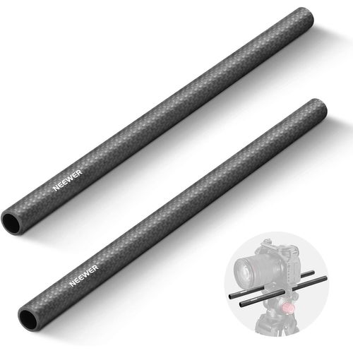 NEEWER 15mm Rod Tiges d'extension en Fibre de Carbone Lot de 2,Compatible avec SmallRig Compatible avec Tilta Le système de Support d'épaule de 15 mm Rail Follow Focus pour DSLR Camera,SR002 (30cm)