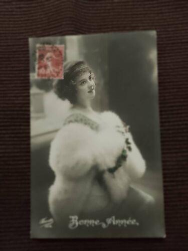 Carte Postale Noire/ Colorée "Bonne Année"Victorienne Début 1900.