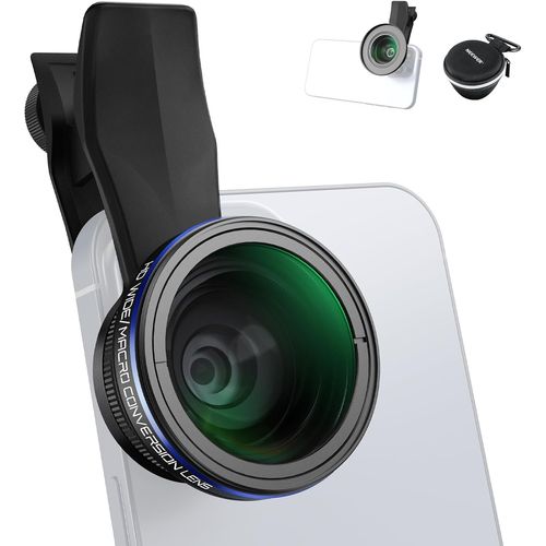 NEEWER Kit d'Objectifs pour Smartphone 2 en 1, Objectif Grand Angle 0,75x et Macro 2x Compatible avec iPhone,Samsung,Android Phone, Objectif HD Détachable avec Bague d'Adaptation de 17mm à 37mm,LS-60