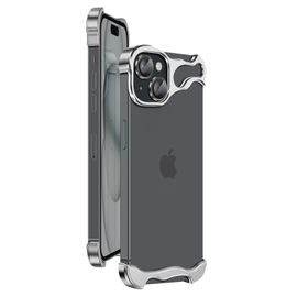 Protection Design pour iPhone 15 Coque Bumper Métallique Renforcée Argent