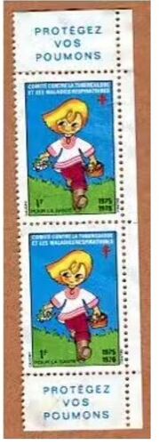 Autocollants - Vignettes - Comité Contre La Tuberculose Et Les Maladies Respiratoires - " Protégez Vos Poumons " - 1 F - 1975-1976