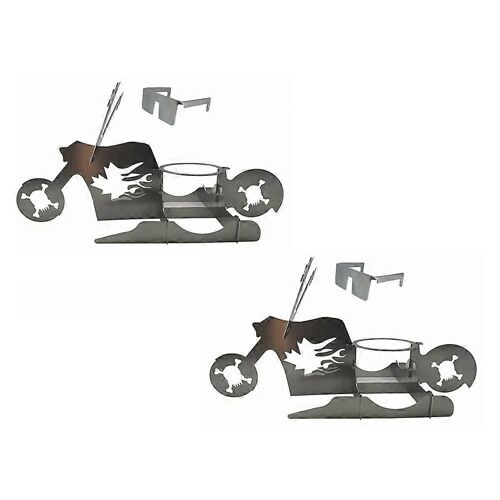 2 Pcs Camping Barbecue Fournitures Poulet Stand Portable Bière Moto En Acier Inoxydable Bbq Four Gril