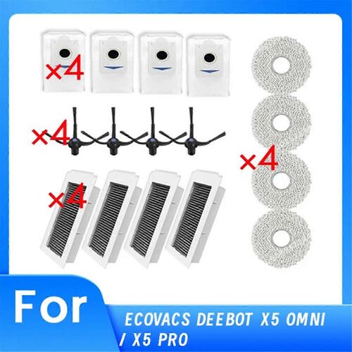 Lot de 16 accessoires pour balayeuse Deeboot X5 Omni/X5 Pro Omni, brosse latérale, filtre, chiffon, sac à poussière