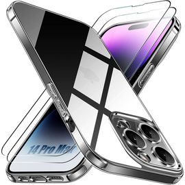 Coque + 2 Vitres Pour Iphone 14 Pro Max (6,7'') Housse Silicone Transparent Premium Souple Antichoc