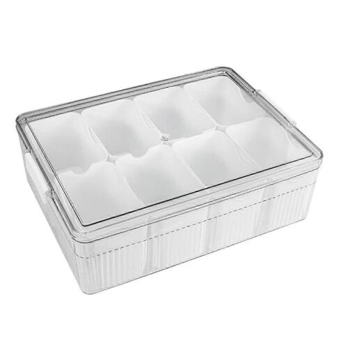Grande boîte à collations - Plateau de service divisé avec couvercle blanc