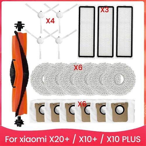 Kit d'accessoires pour aspirateur robot X20+ / X10+ / X10 PLUS, brosse latérale principale, filtre Hepa, tampons de nettoyage, brosse anti-poussière
