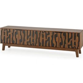 Meuble Tv 4 Portes En Bois De Manguier Sculpté 180 Cm