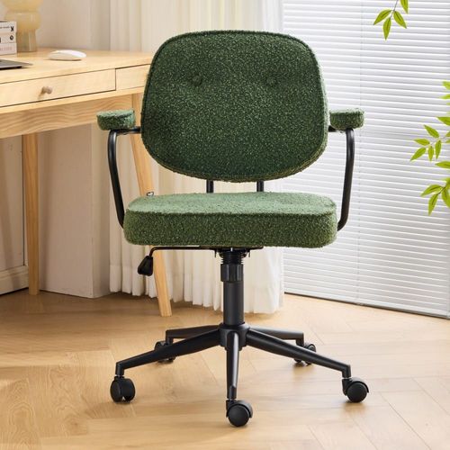 Fauteuil De Bureau Pivotant Et Réglable En Tissu Bouclé Vert