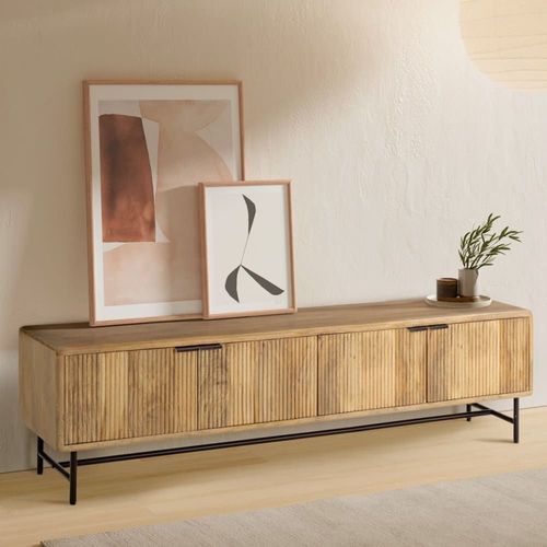Meuble Tv 4 Portes En Bois De Manguier 190 Cm