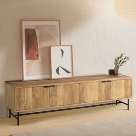 Meuble Tv 4 Portes En Bois De Manguier 190 Cm